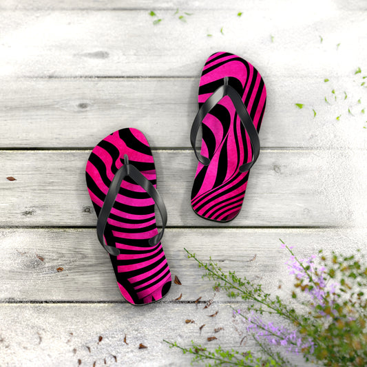 Stylish Zebra Print Flip Flops, Trendy Summer Sandals, Beach Footwear, Vacation Slippers, Poolside Essentials