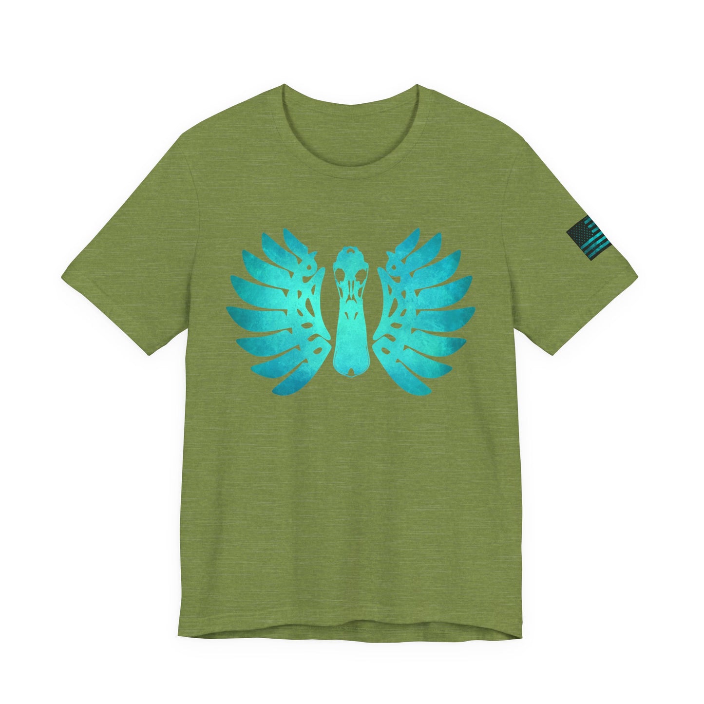 Duck Skull Wings T-Shirt – Ice Blue Bone-Wing Design, 100% Airlume Cotton Hunting Tee, Breathable & Durable Outdoor Shirt