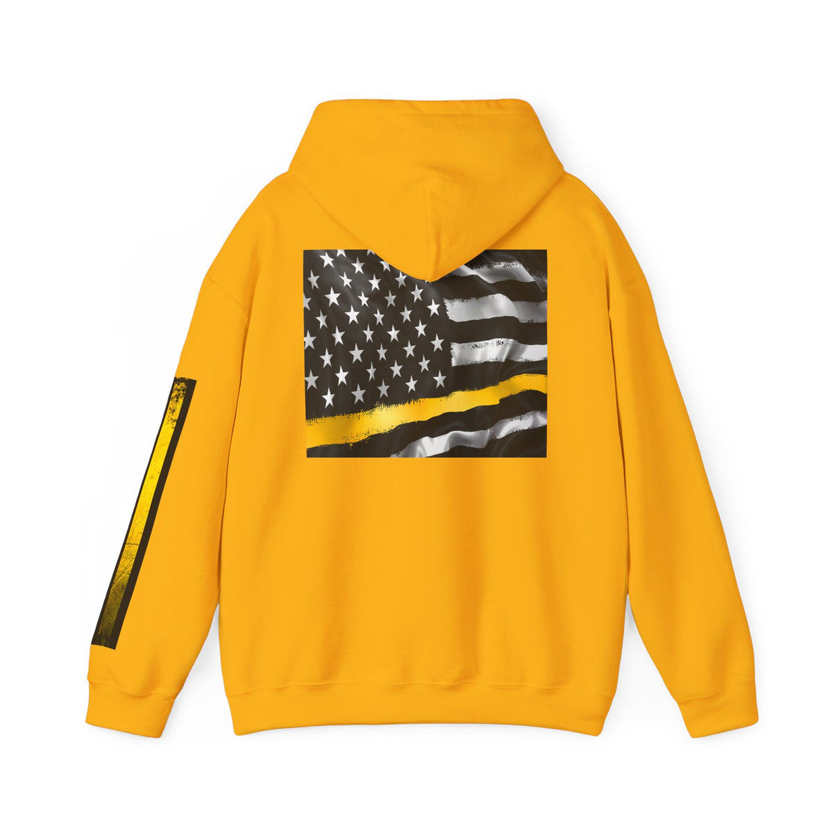 911 Dispatcher Thin Yellow Line American Flag Heart Hoodie, Dispatcher Hooded Sweatshirt, First Responder Gift, Patriotic