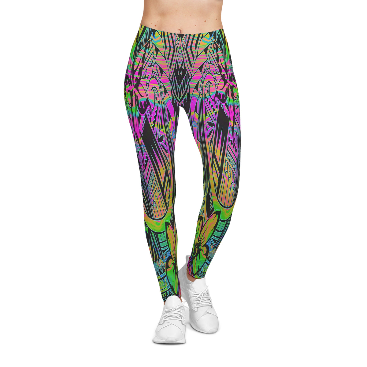 Psychedelic Tribal Print Leggings — Colorful All-Over-Print Women's Yoga Leggings