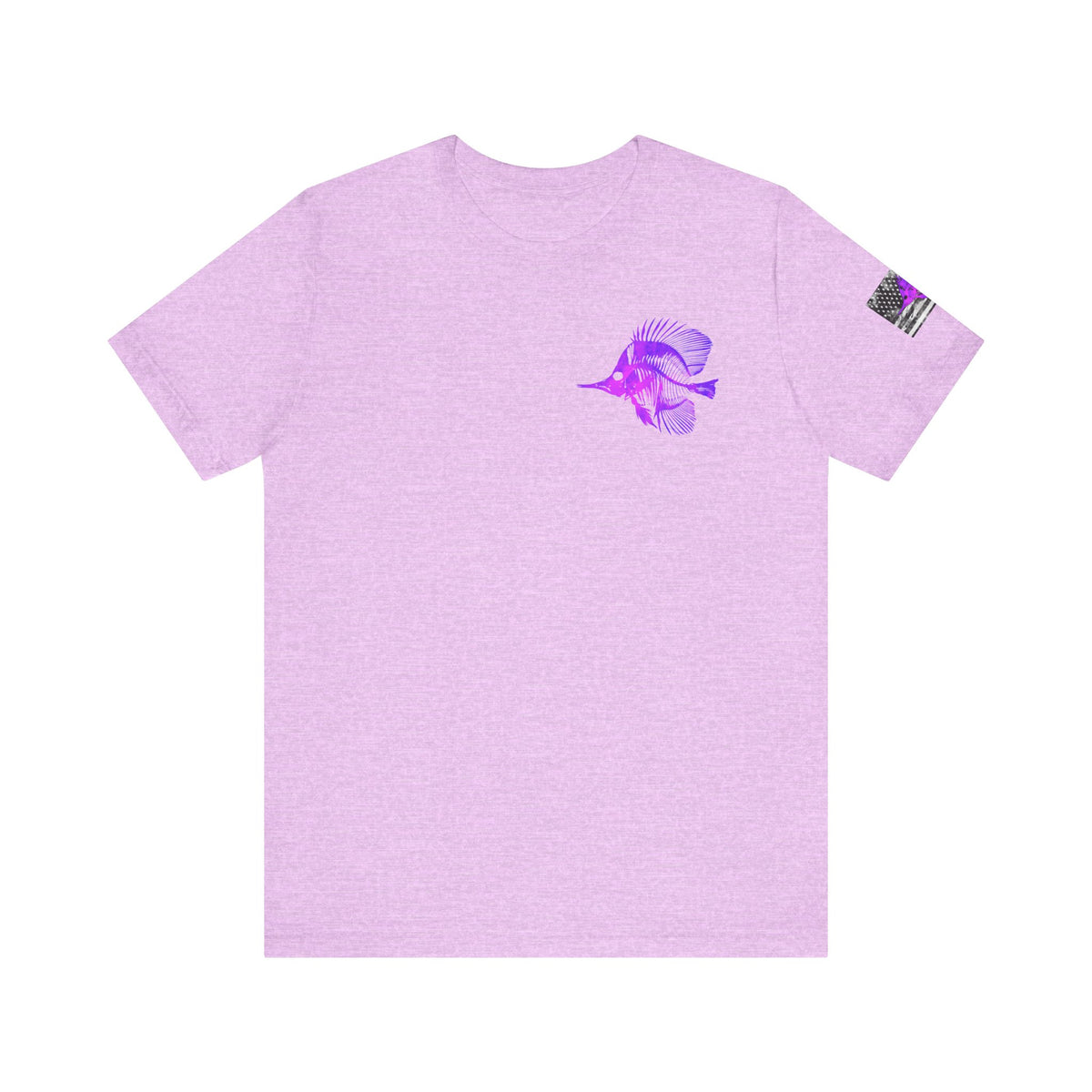 Purple Fish Angler Grunge American Flag Tee, Patriotic USA Shirt, Vintage American Flag