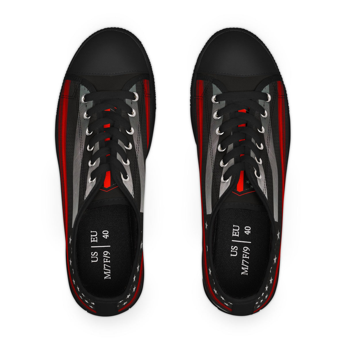 Thin Red Line American Flag Low-Top Sneakers – Firefighter Tribute Streetwear