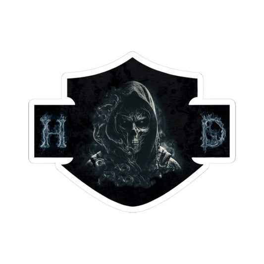 Smoke Reaper HD Sticker | Grim Skull Biker Decal for Helmets, Laptops, Toolboxes & Garage Gear, ArtKiss-Cut Stickers