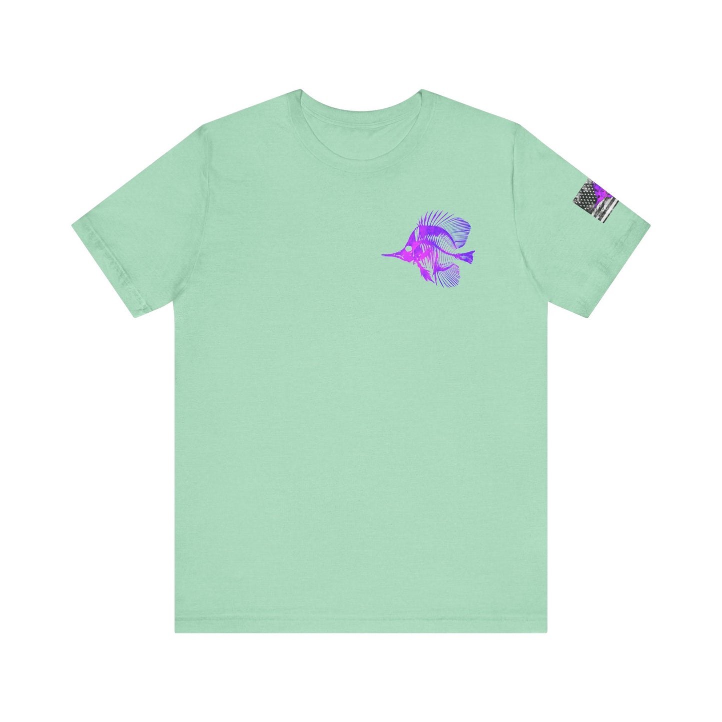 Purple Fish Angler Grunge American Flag Tee, Patriotic USA Shirt, Vintage American Flag