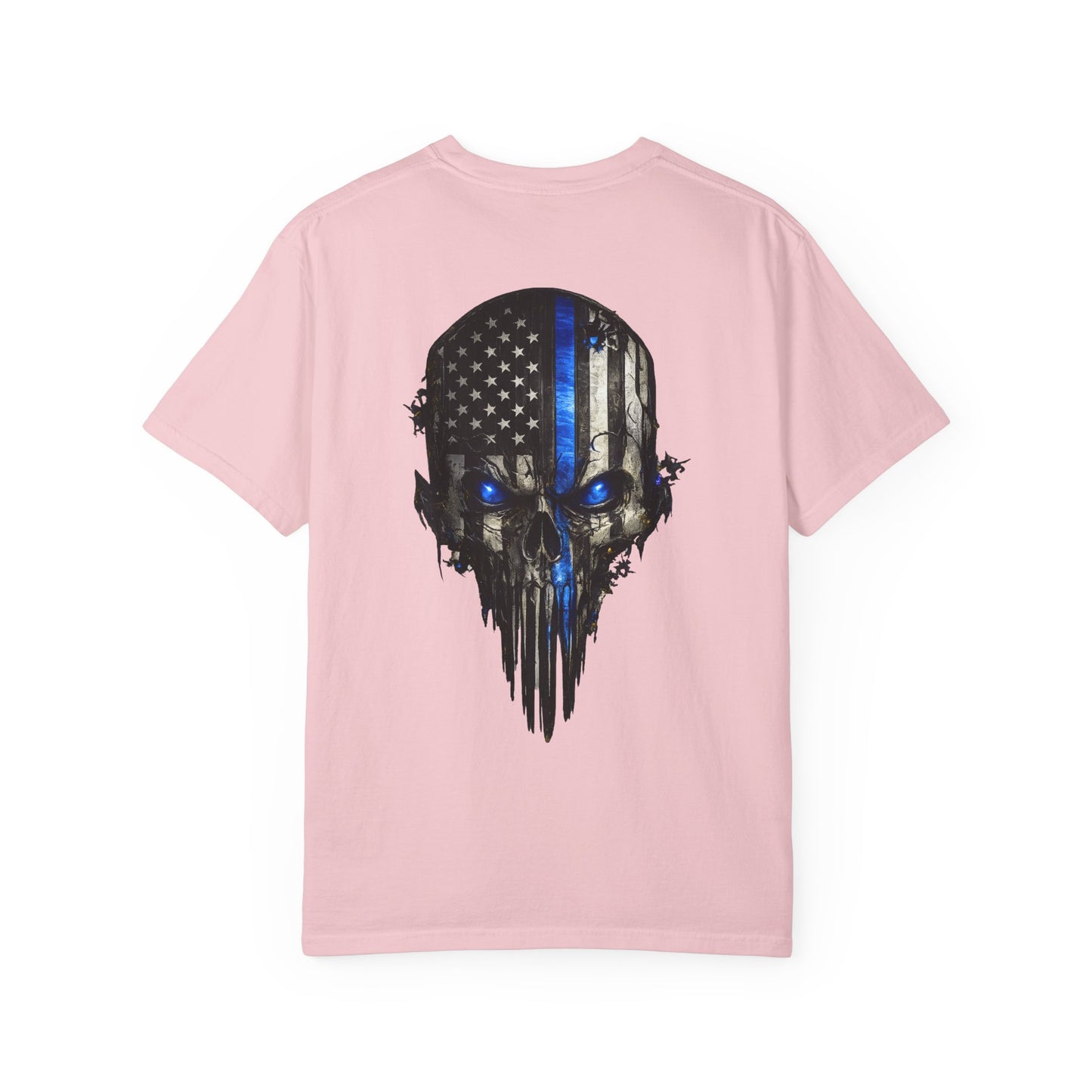 Thin Blue Line Skull T-Shirt — American Flag Police Support Tee