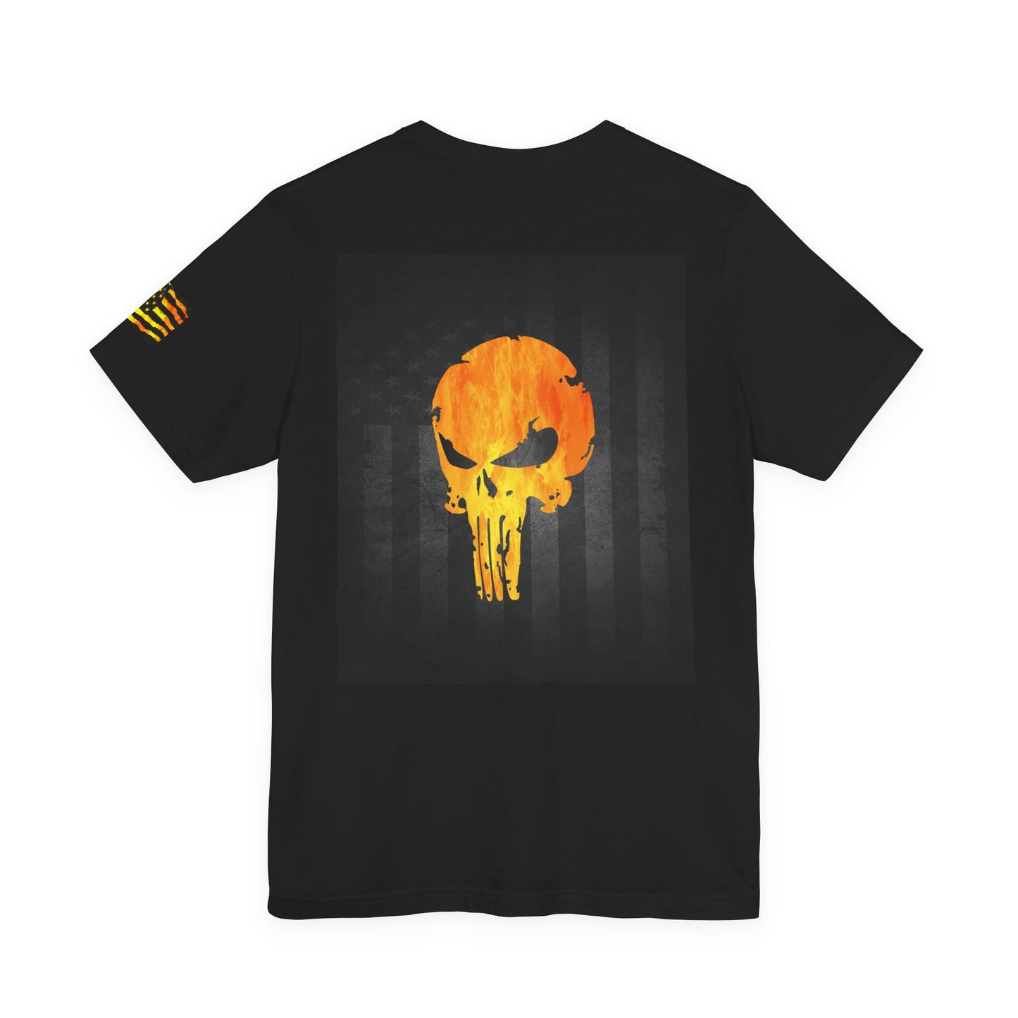 Orange Grunge Punisher Skull – Neon Grunge Vigilante Graphic for Shirts, Decals & Prints
