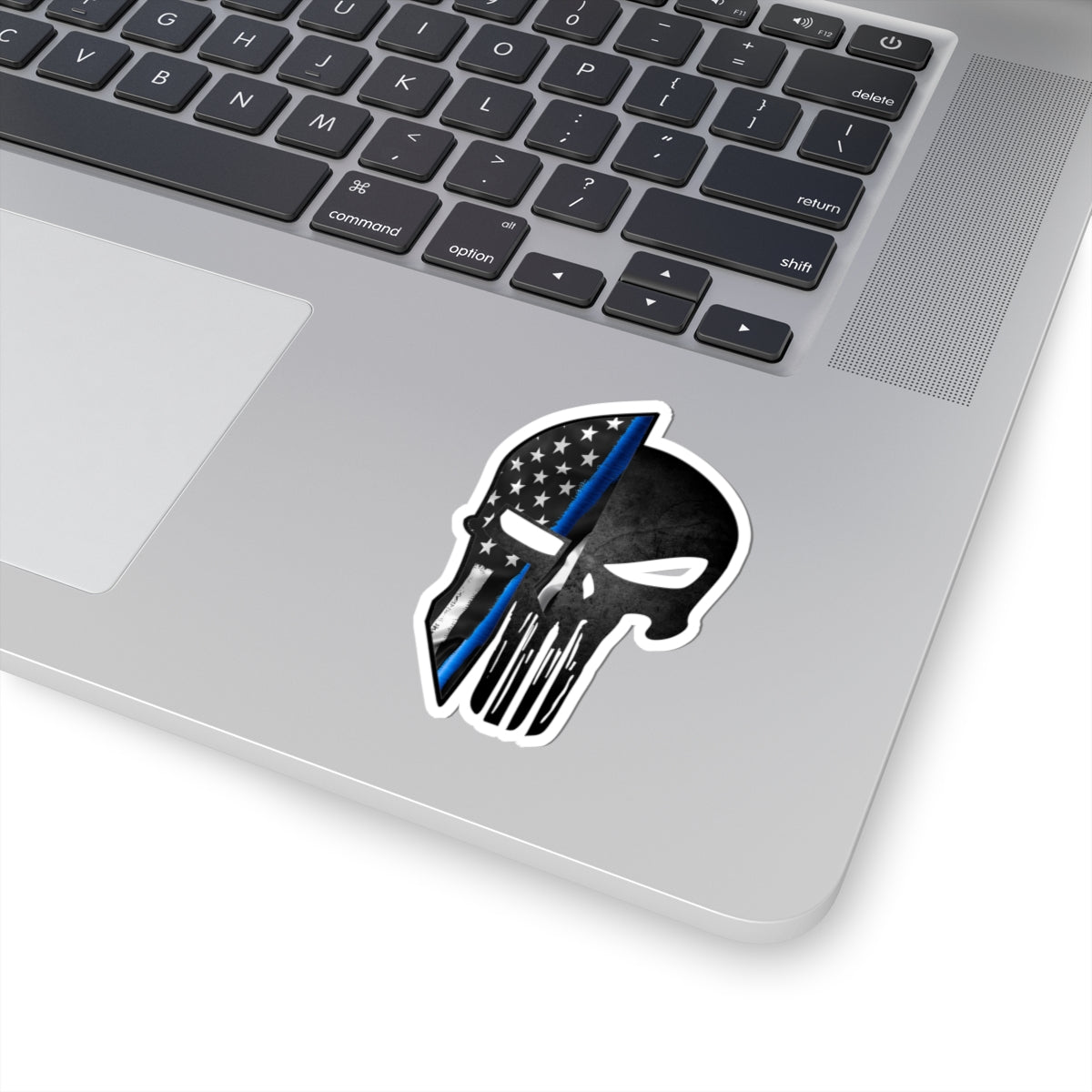 Spartan Warrior Skull Thin Blue Line Police Support Sticker ArtKiss-Cut Stickers