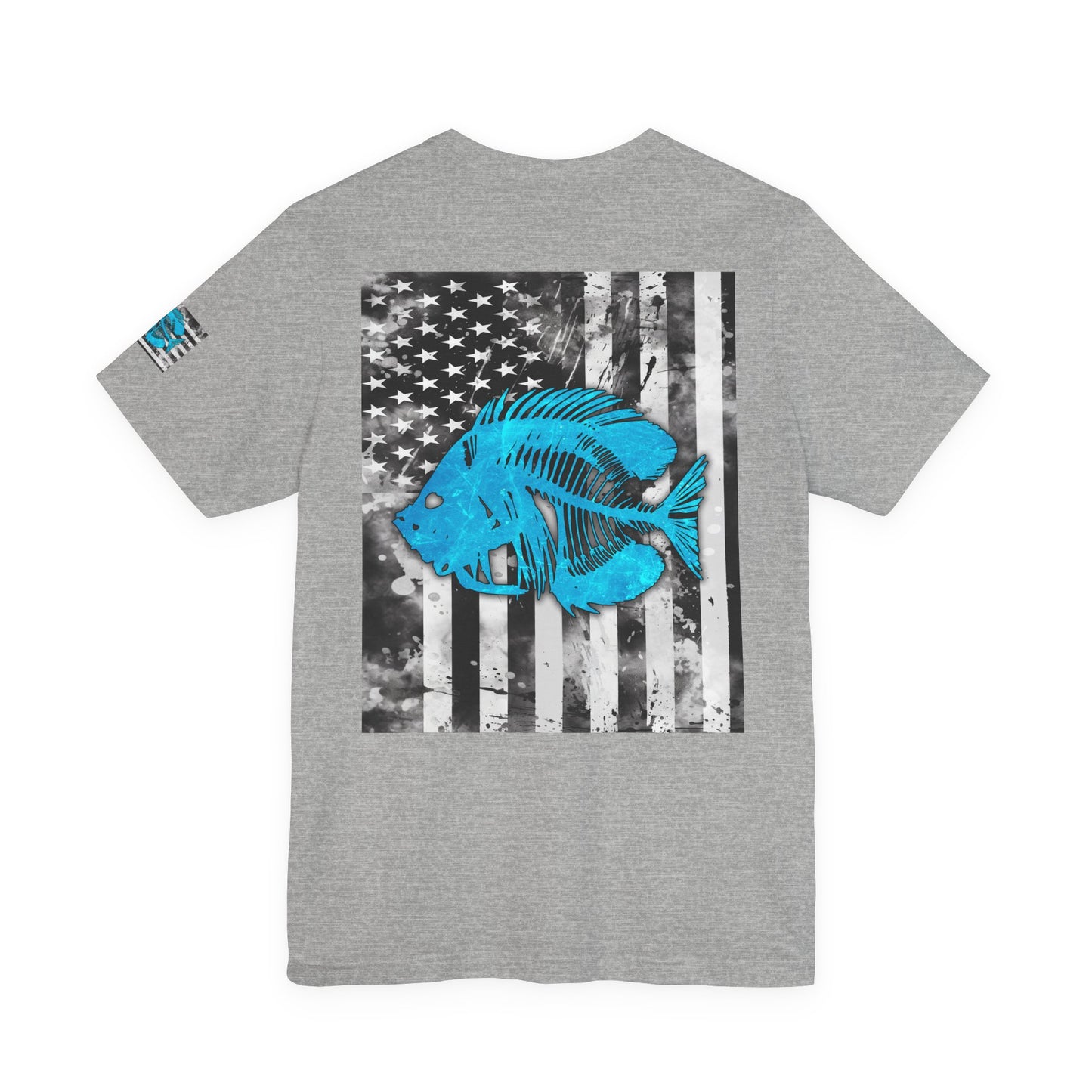 Blue Pearch Angler Grunge American Flag Tee, Patriotic USA Shirt, Vintage American Flag