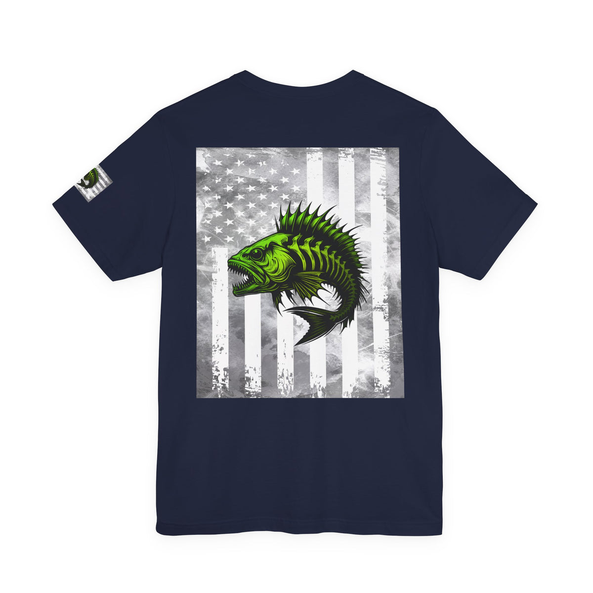 Angler Grunge American Flag Tee, Patriotic USA Shirt, Vintage American Flag