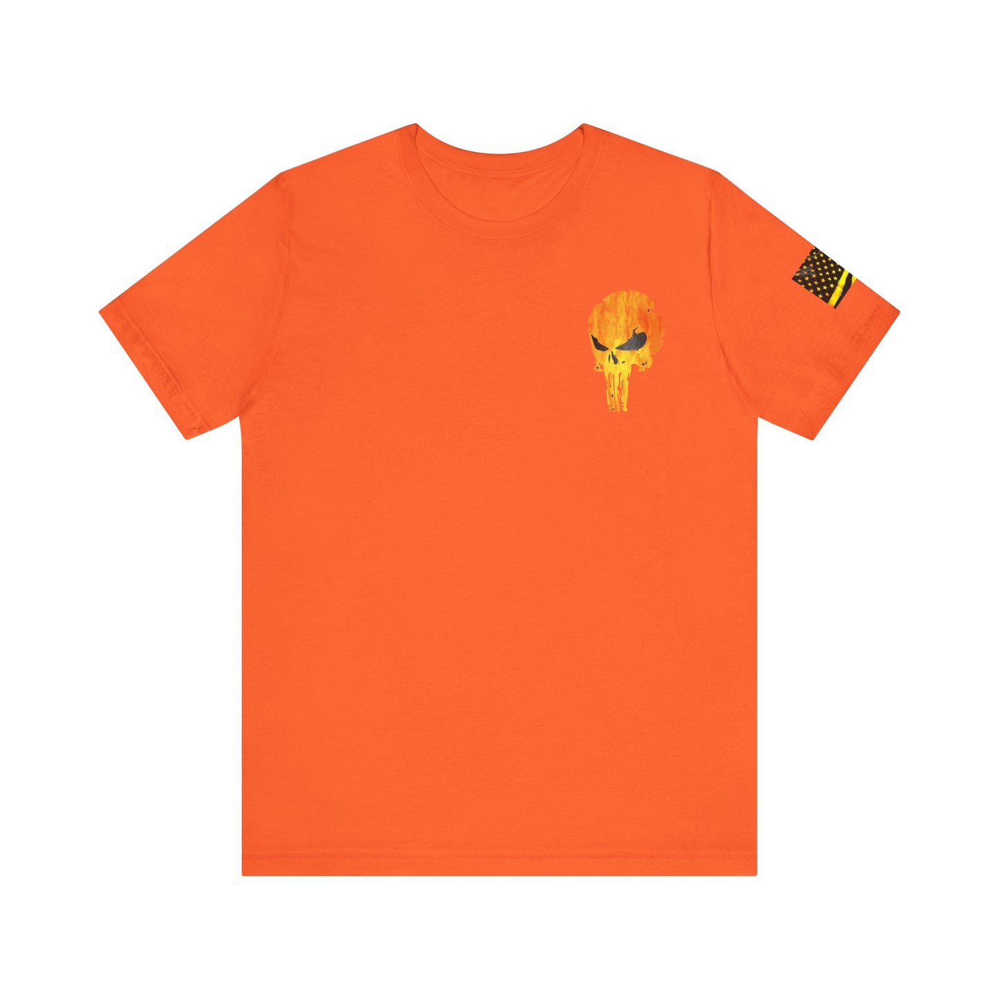 Orange Grunge Punisher Skull – Neon Grunge Vigilante Graphic for Shirts, Decals & Prints