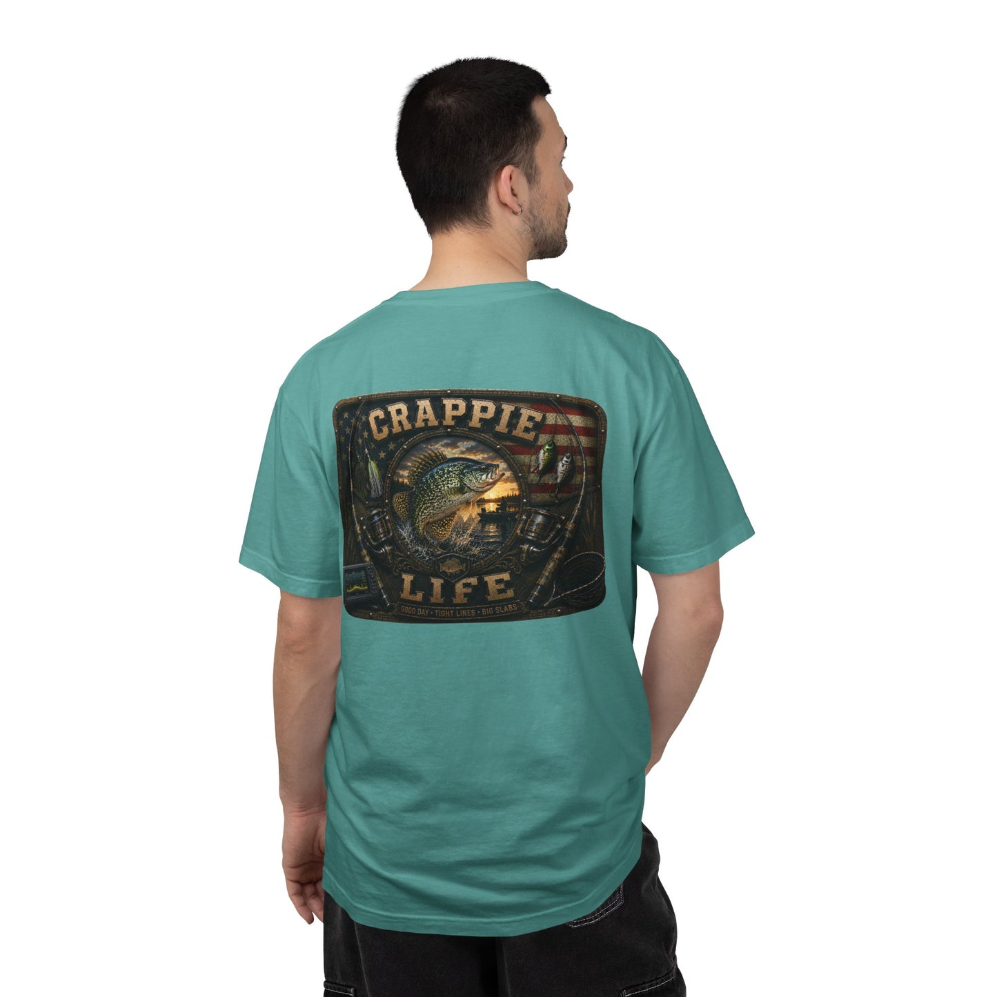Crappie Life T-Shirt — Retro American Flag Crappie Fishing Tee