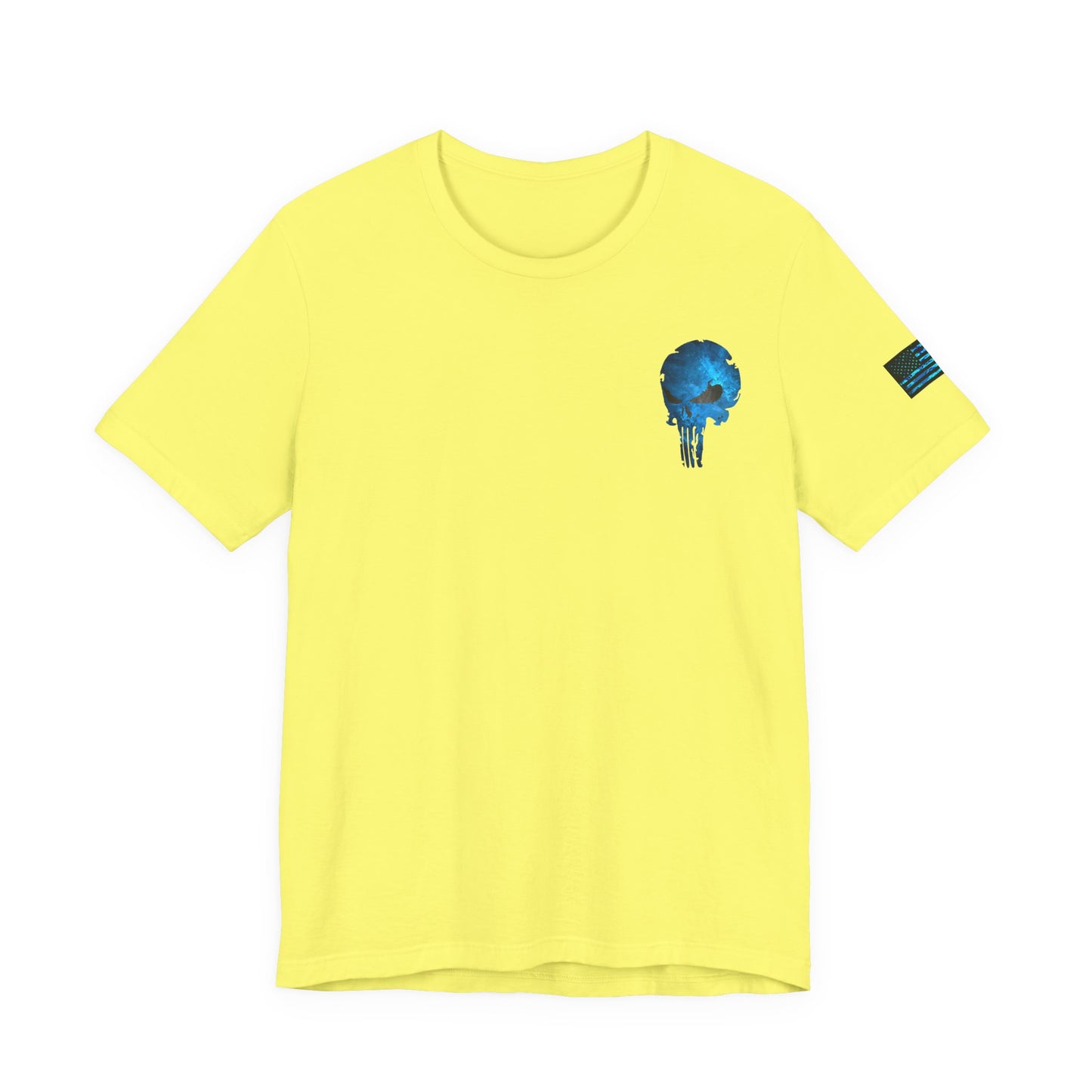 Blue Grunge Punisher Skull – Neon Grunge Vigilante Graphic for Shirts, Decals & Prints