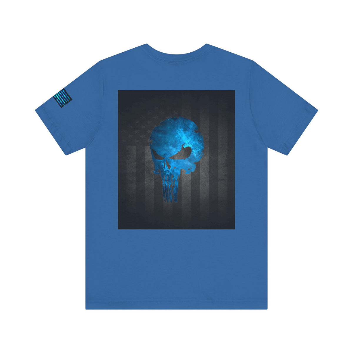 Blue Grunge Punisher Skull – Neon Grunge Vigilante Graphic for Shirts, Decals & Prints