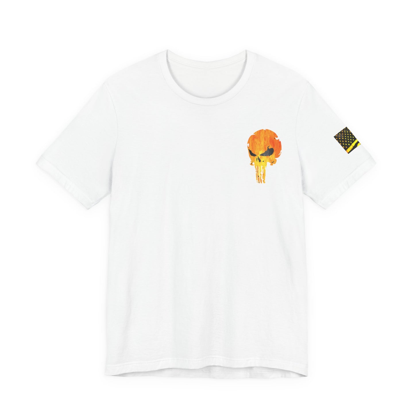 Orange Grunge Punisher Skull – Neon Grunge Vigilante Graphic for Shirts, Decals & Prints