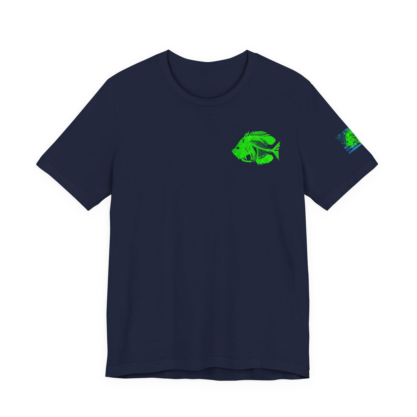 Green Pearch Angler Grunge American Flag Tee, Patriotic USA Shirt, Vintage American Flag