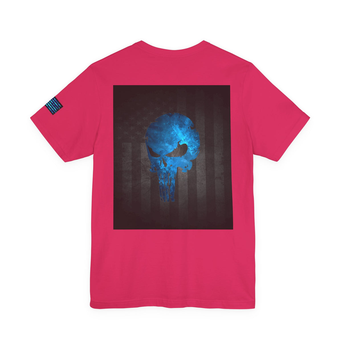 Blue Grunge Punisher Skull – Neon Grunge Vigilante Graphic for Shirts, Decals & Prints