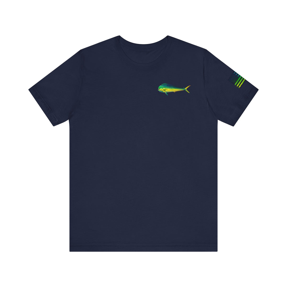 Mahi Mahi Sunglass Badge Tee – White Distressed Flag Fishing Shirt