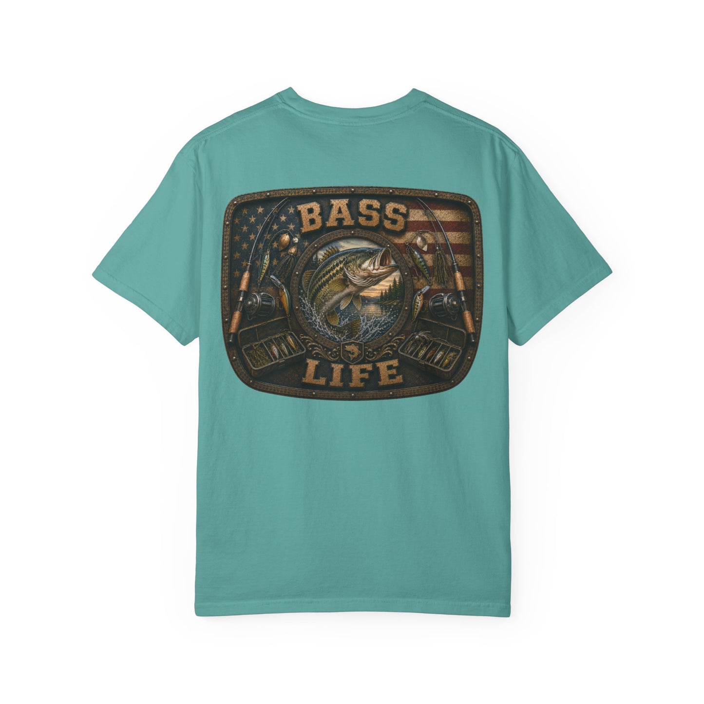 Bass Life T-Shirt — Retro American Flag Bass Fishing Tee