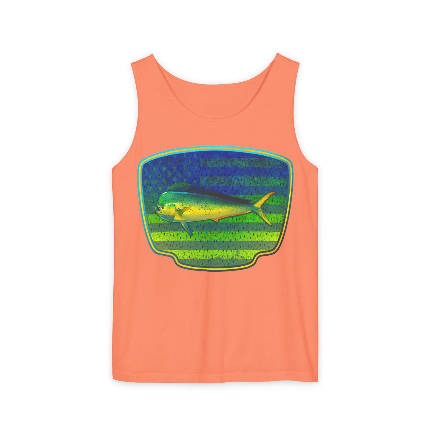 American Mahi Mahi Graphic Tank Top, Summer Apparel, Outdoors Shirt, Fishing Gear, Beachwear, Gifts for Anglers