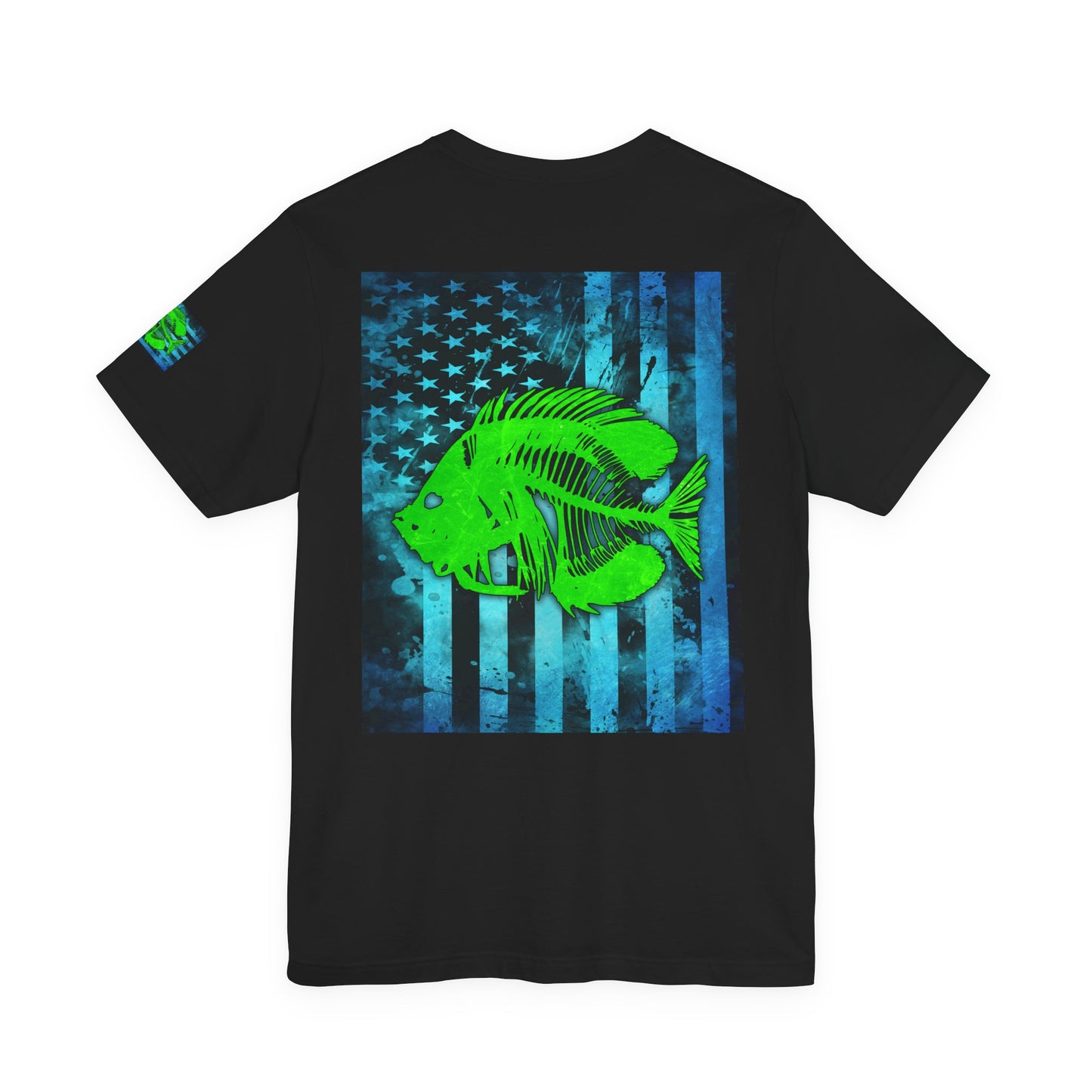 Green Pearch Angler Grunge American Flag Tee, Patriotic USA Shirt, Vintage American Flag