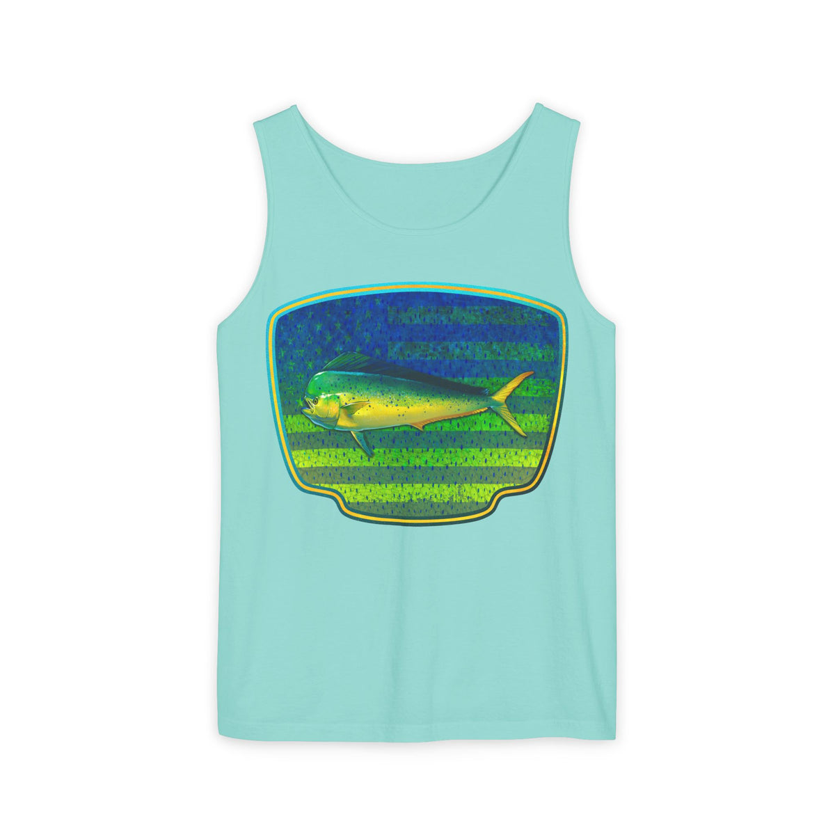 American Mahi Mahi Graphic Tank Top, Summer Apparel, Outdoors Shirt, Fishing Gear, Beachwear, Gifts for Anglers