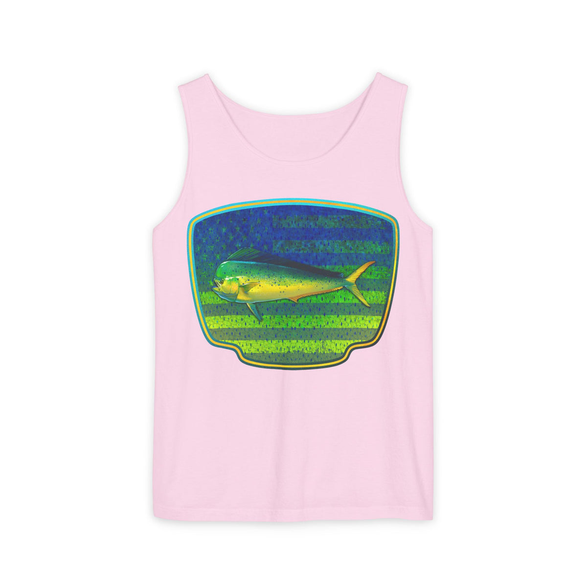 American Mahi Mahi Graphic Tank Top, Summer Apparel, Outdoors Shirt, Fishing Gear, Beachwear, Gifts for Anglers
