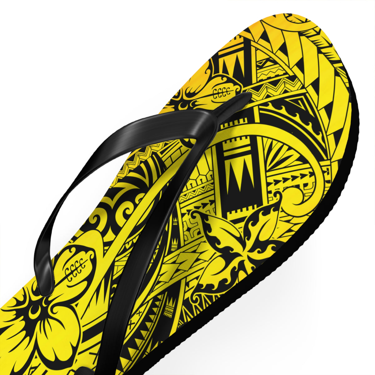 Polynesian Yellow Flip Flops, Summer Beach Sandals, Tropical Vacation Footwear, Gift for Her, Bohemian Style Footwear