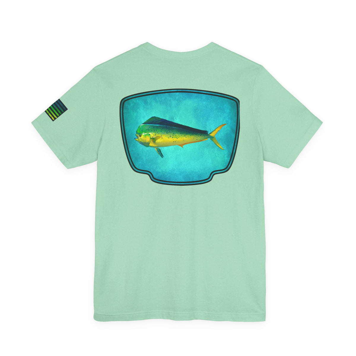 Vibrant Mahi Mahi Badge Tee – Ocean-Inspired Saltwater Fishing Shirt for Men