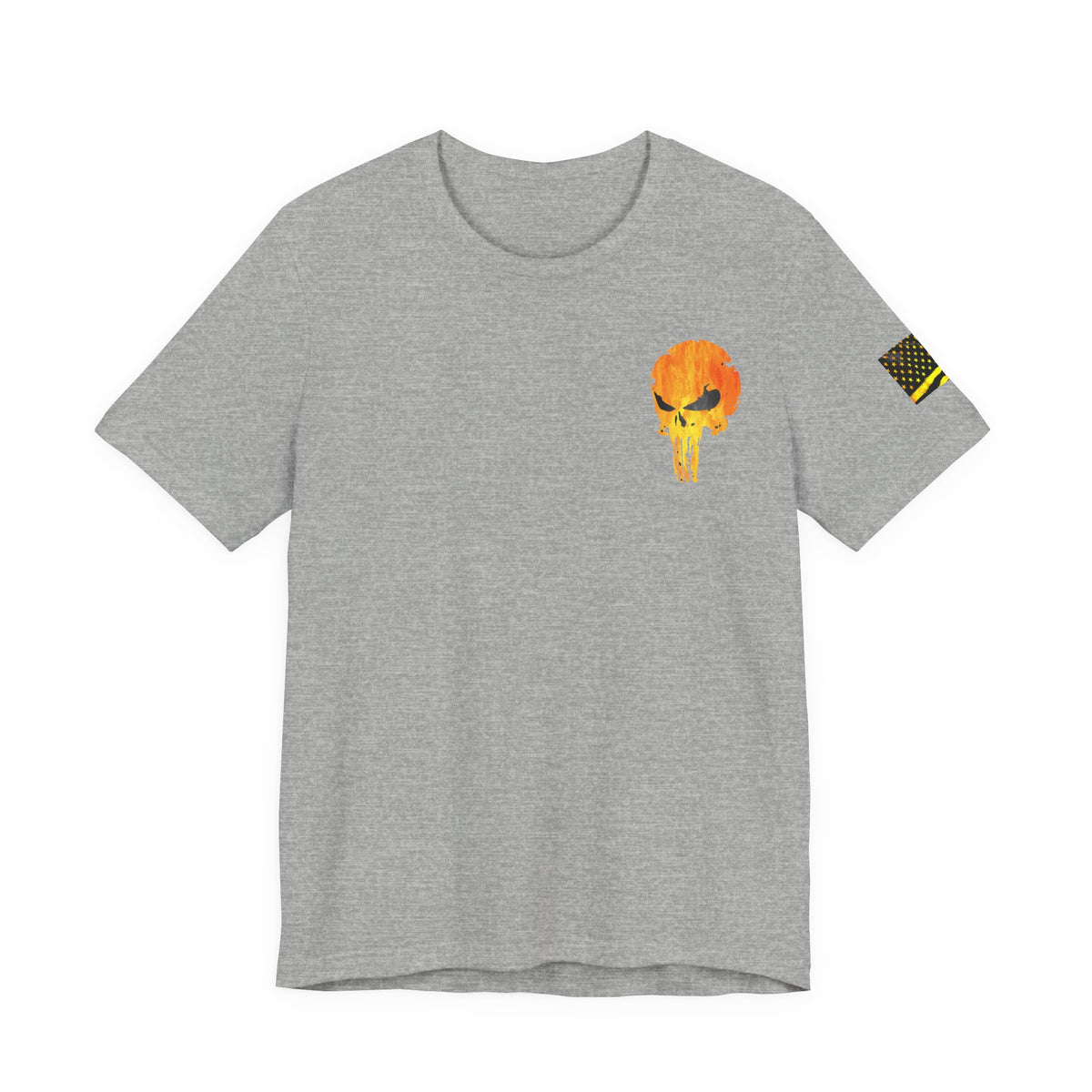Orange Grunge Punisher Skull – Neon Grunge Vigilante Graphic for Shirts, Decals & Prints