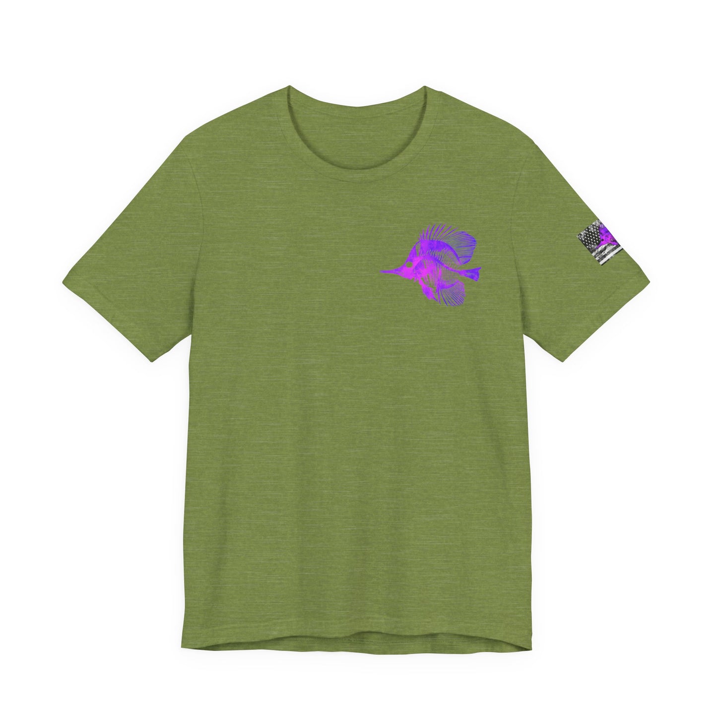 Purple Fish Angler Grunge American Flag Tee, Patriotic USA Shirt, Vintage American Flag
