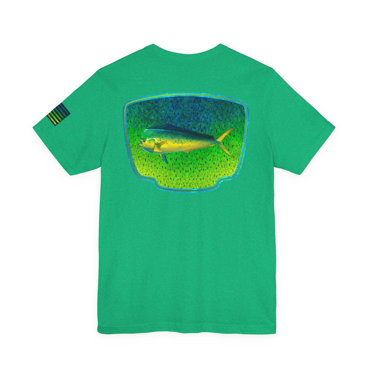 Bright Mahi Mahi Fish Skin Badge Tee – Bold Saltwater Fishing Shirt for Ocean Lovers