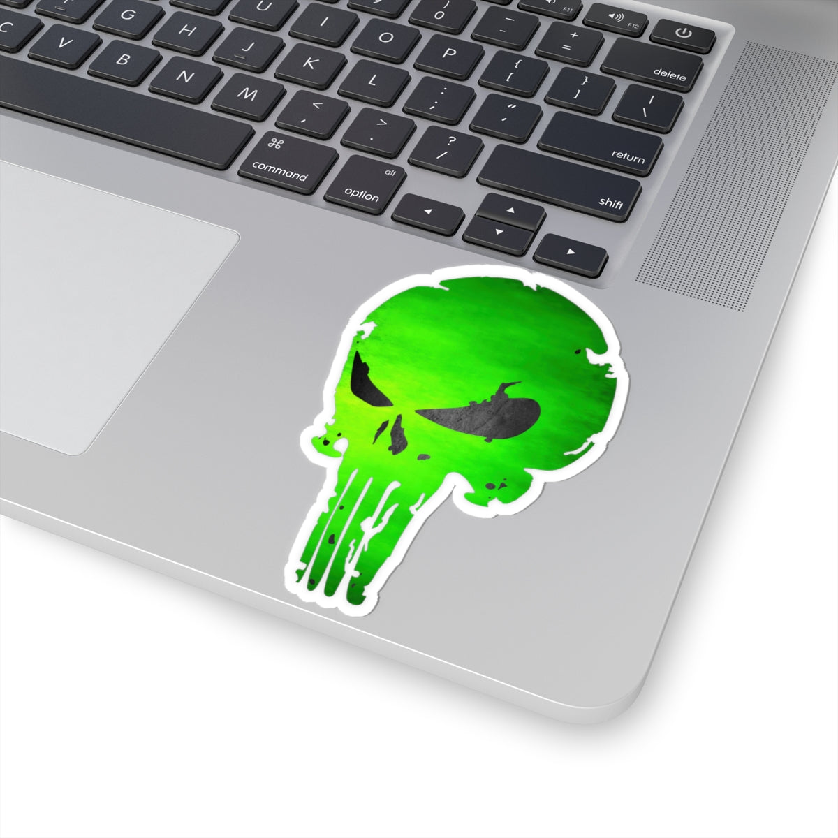 Green Distressed Skull Warrior Sticker – Bold Urban Graphic for Laptops, Water Bottles & More