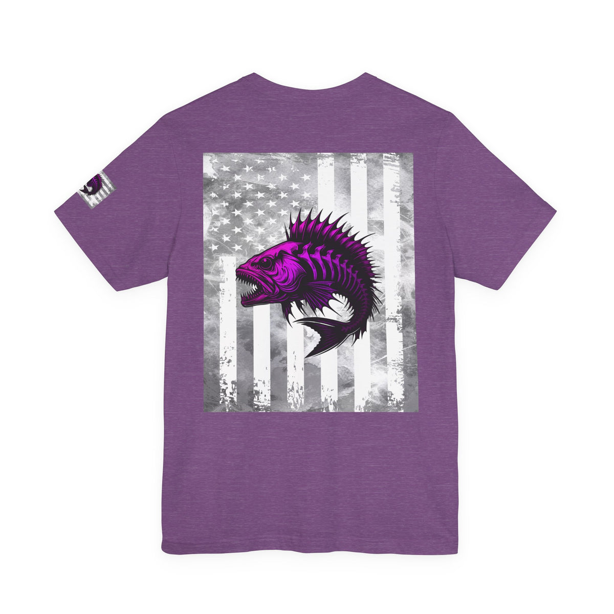 Fish Grunge American Flag Tee, Patriotic USA Shirt, Vintage American Flag