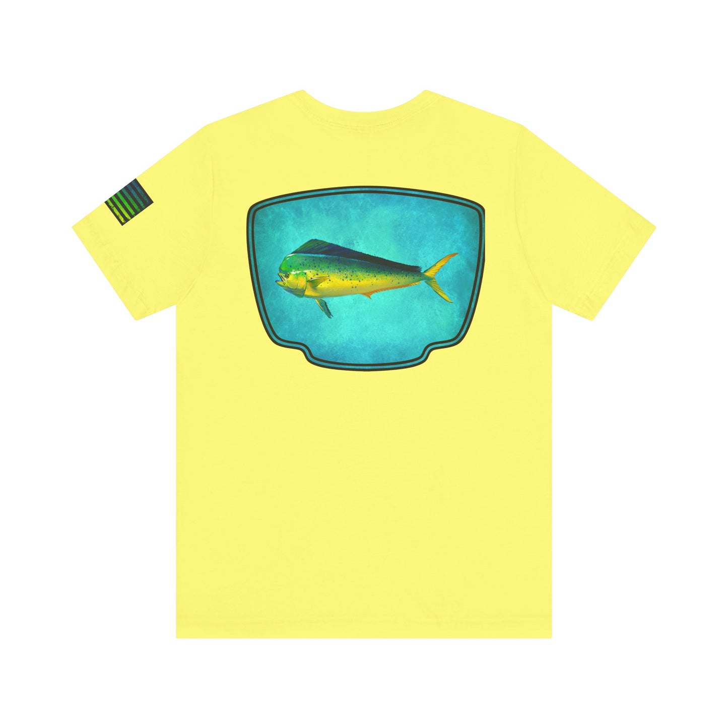 Vibrant Mahi Mahi Badge Tee – Ocean-Inspired Saltwater Fishing Shirt for Men