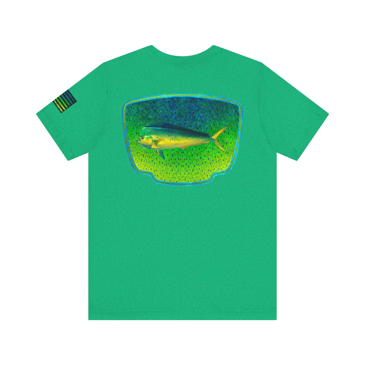 Bright Mahi Mahi Fish Skin Badge Tee – Bold Saltwater Fishing Shirt for Ocean Lovers