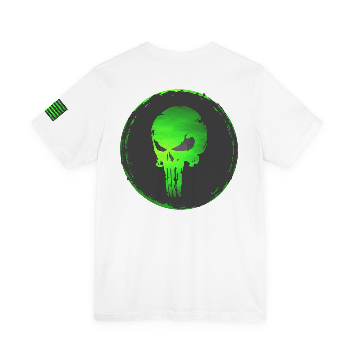 Toxic Green Punisher Skull – Neon Grunge Vigilante Graphic for Shirts, Decals & Prints