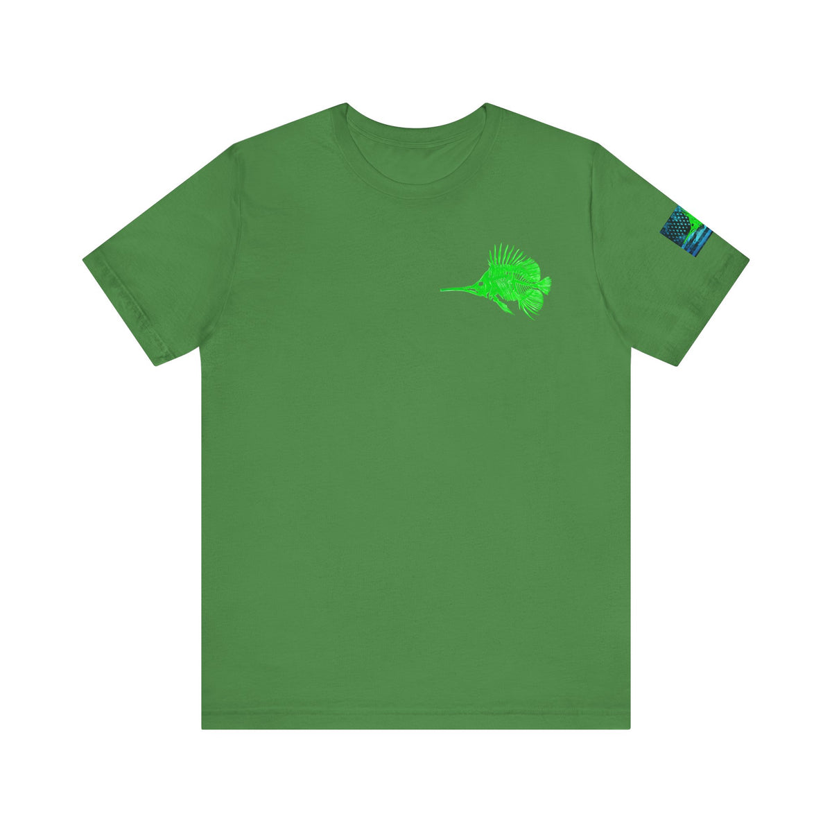 Green Fish Grunge American Flag Tee, Patriotic USA Shirt, Vintage American Flag