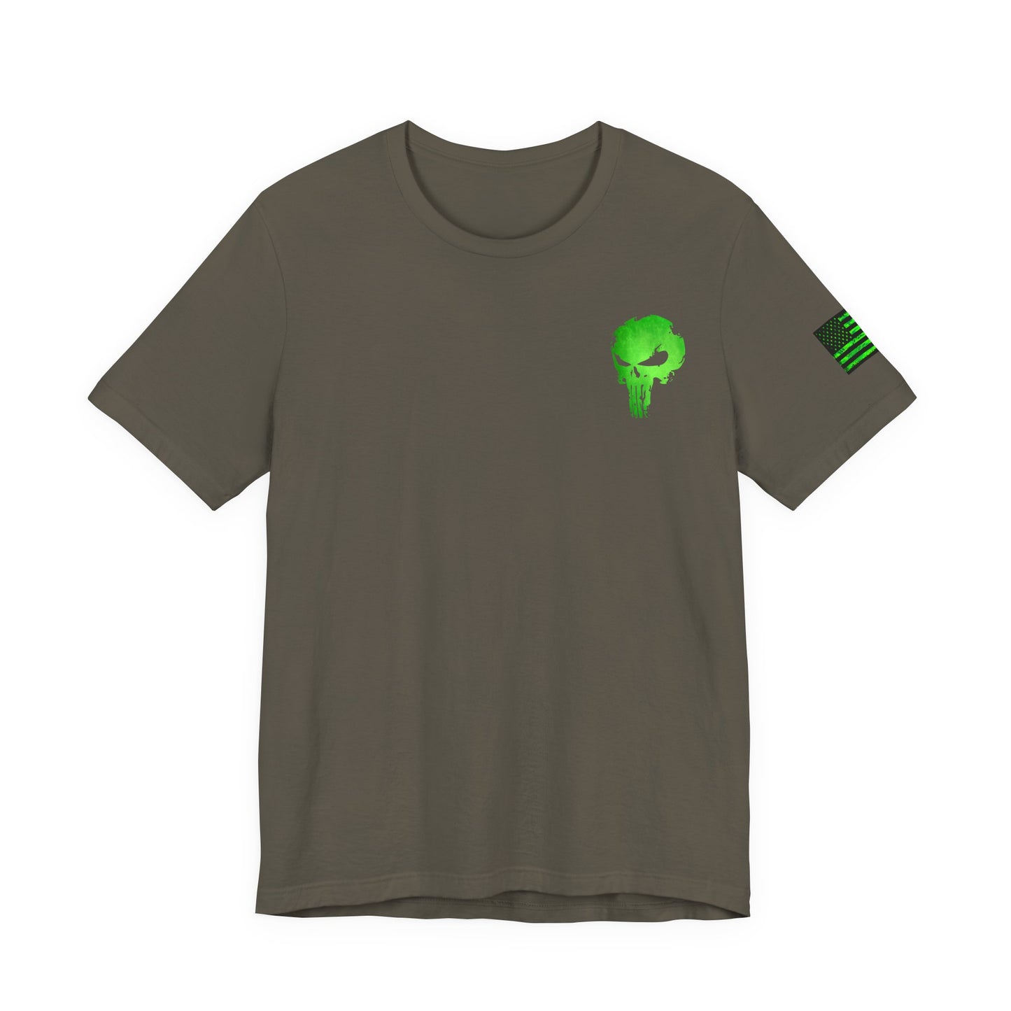 Green Punisher Skull with Hex Camo – Tactical Military Style Grunge Tee