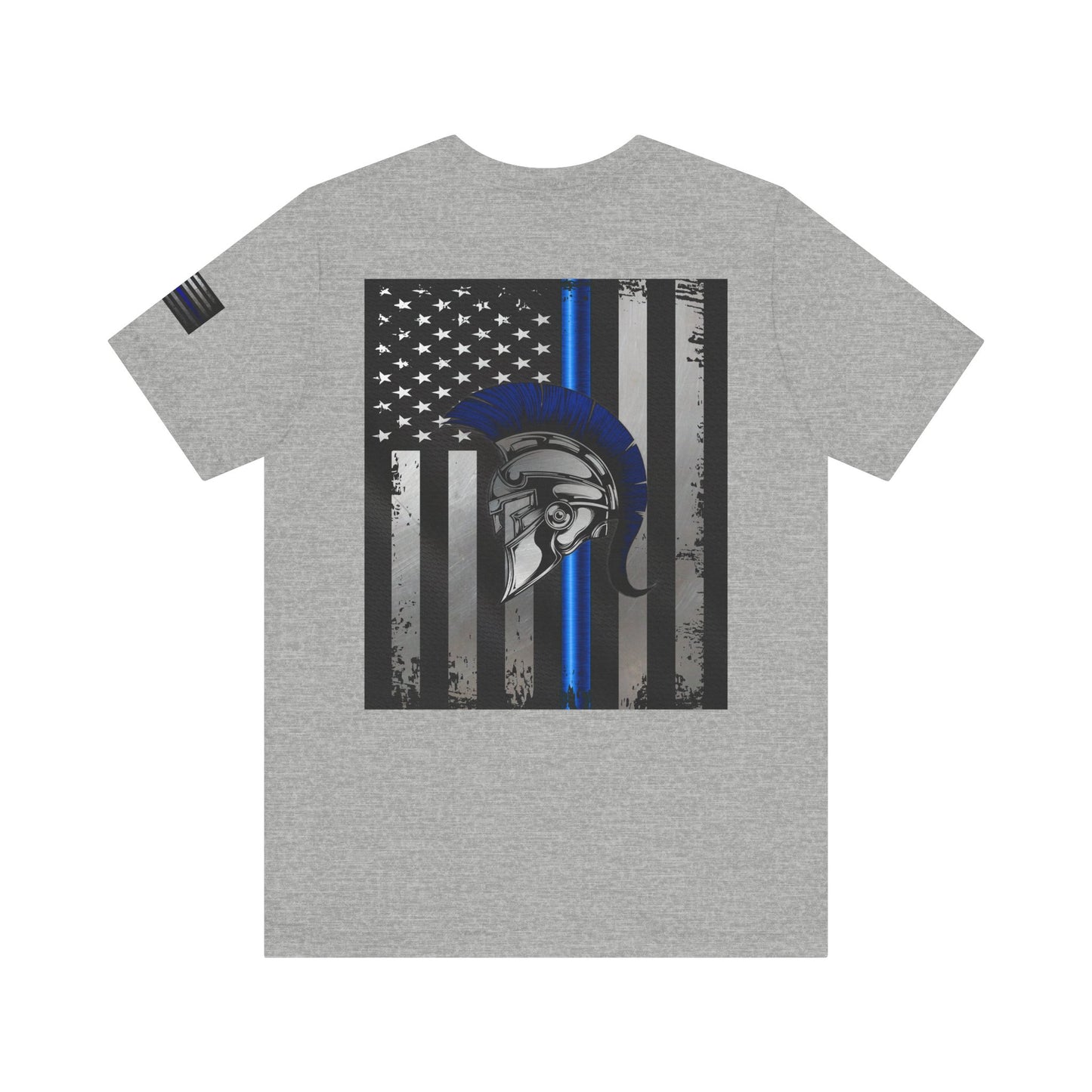 Spartan Thin Blue Line American Flag T-Shirt – Honor & Valor Police Tribute Tee
