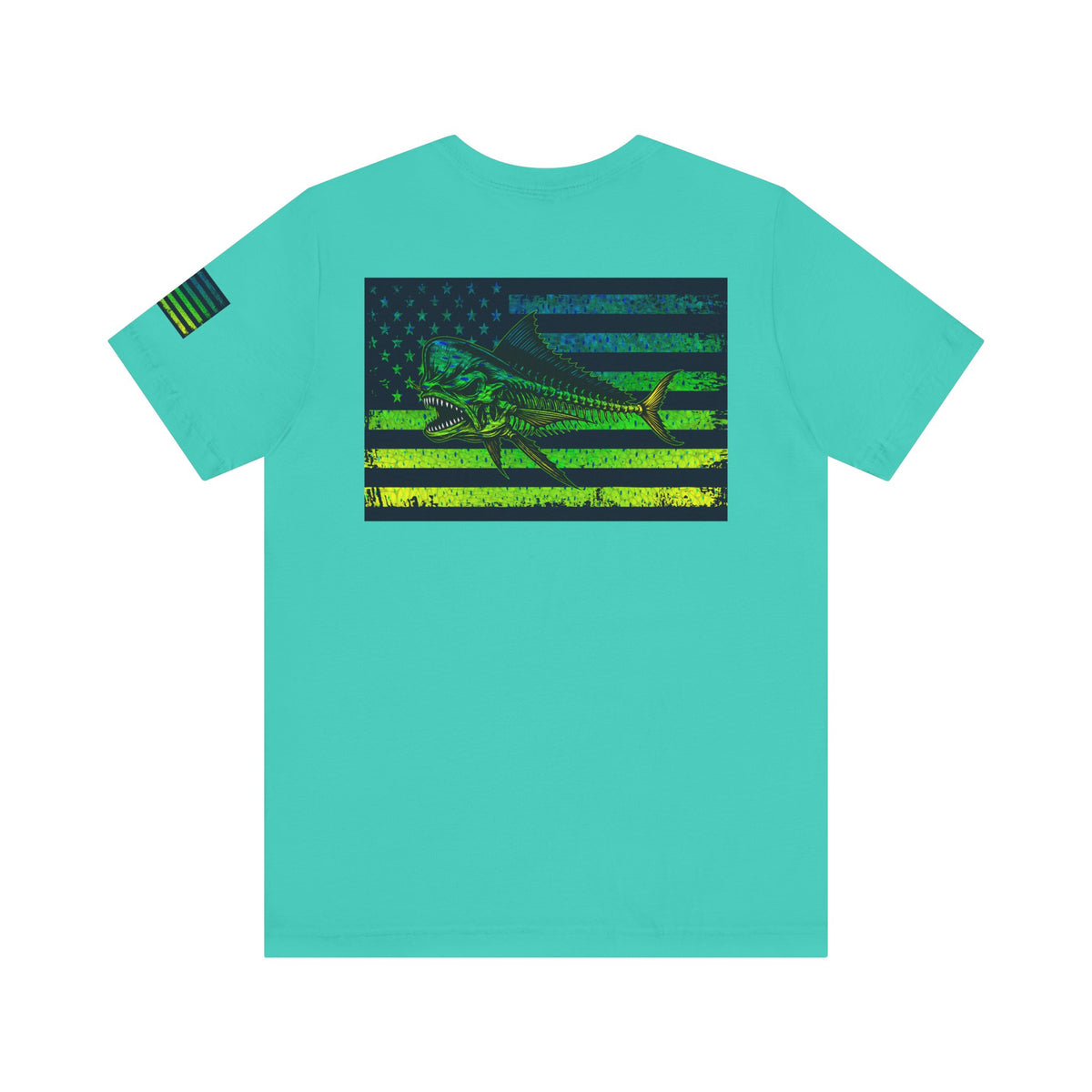 The Mahi Angler Grunge American Flag Tee, Patriotic USA Shirt, Vintage American Flag