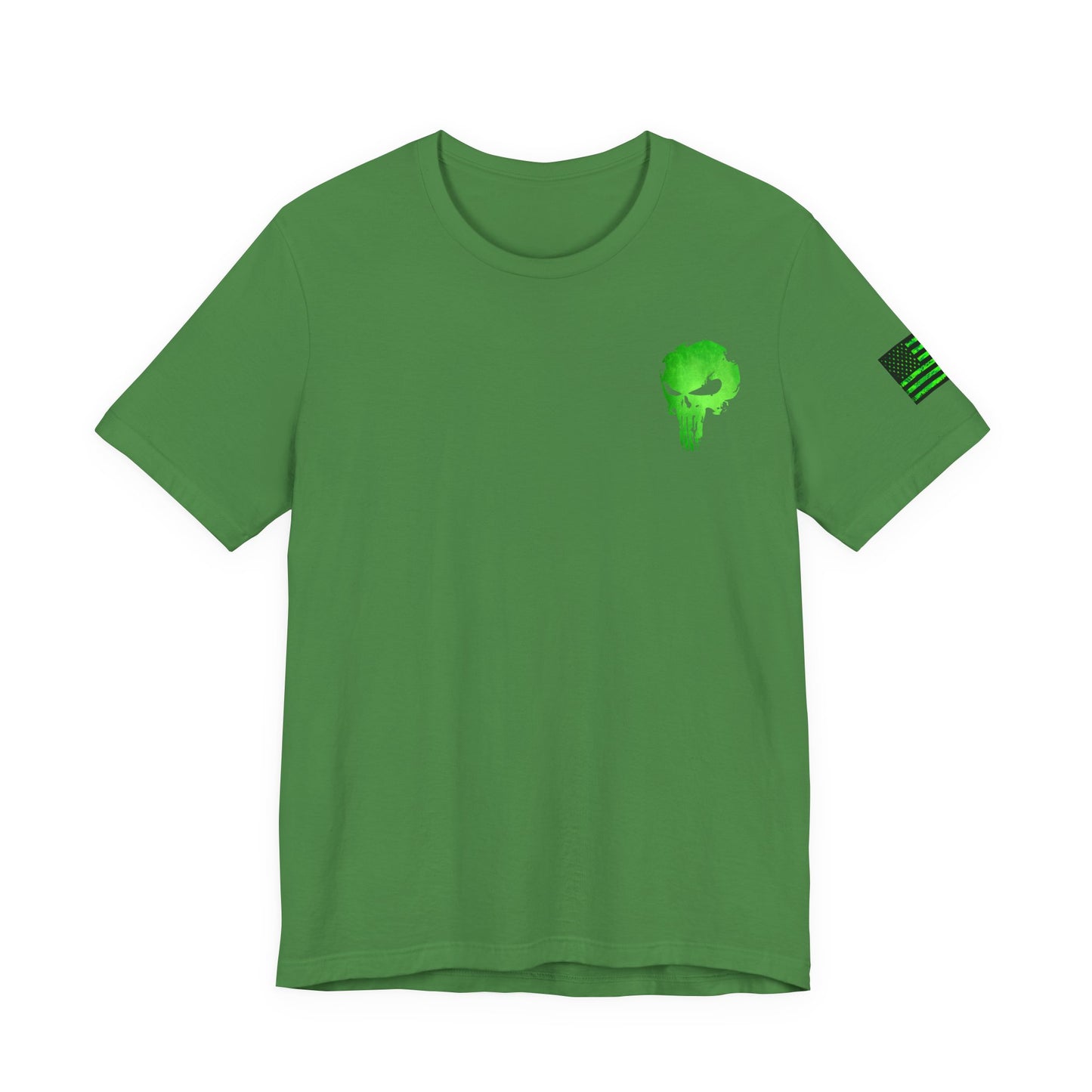 Green Punisher Skull with Hex Camo – Tactical Military Style Grunge Tee