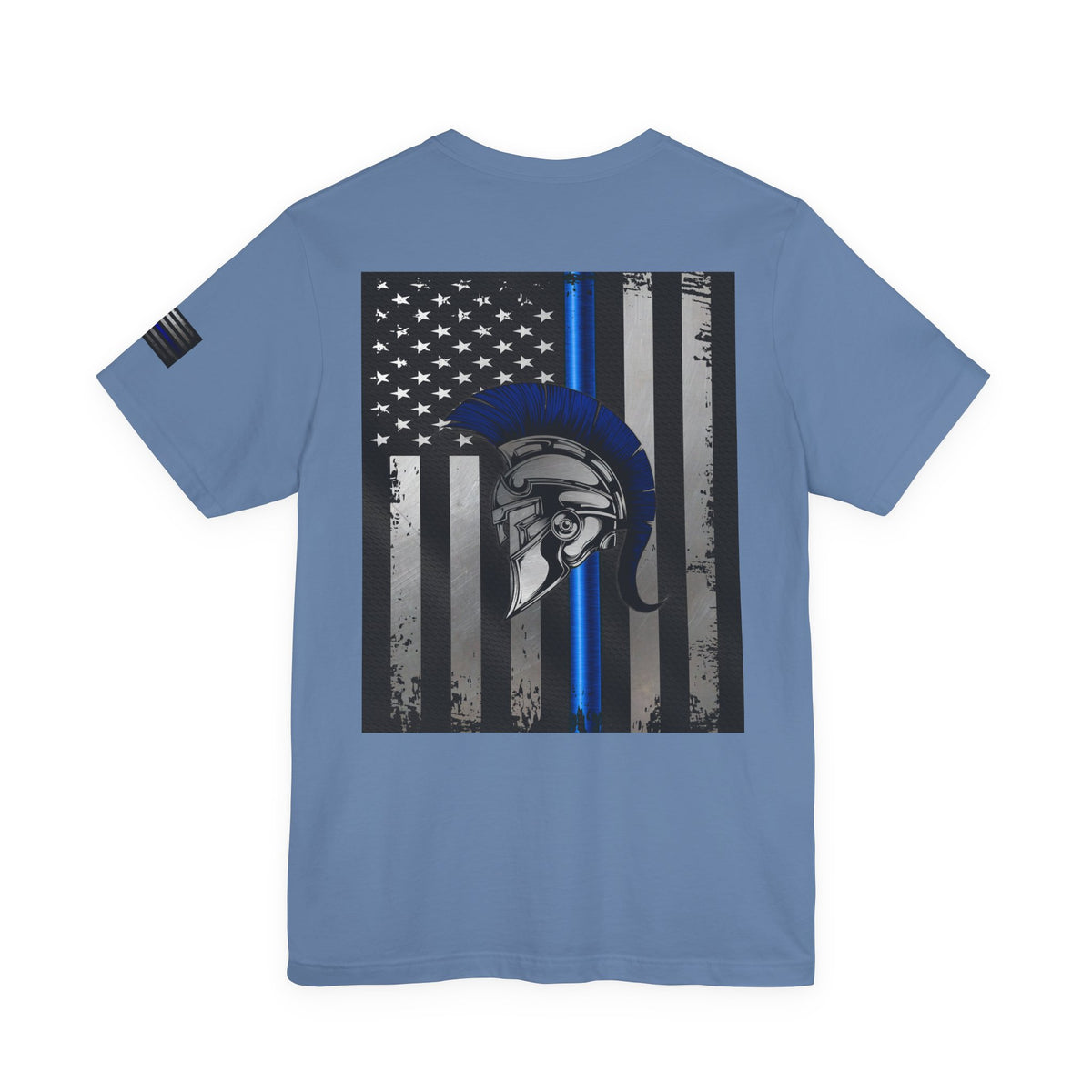 Spartan Thin Blue Line American Flag T-Shirt – Honor & Valor Police Tribute Tee