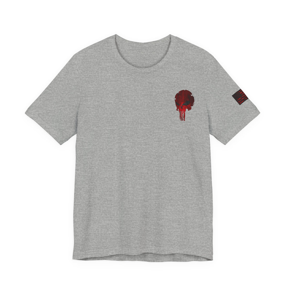 Punisher Skull Red Grunge Distressed Design – Tactical Graphic Art for Shirts, Decals, and Merch