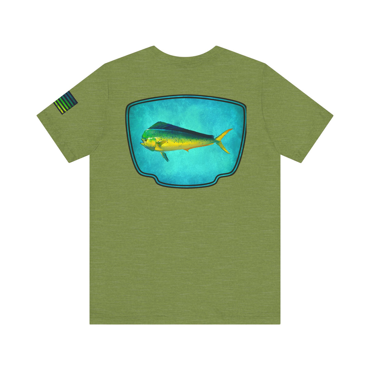 Vibrant Mahi Mahi Badge Tee – Ocean-Inspired Saltwater Fishing Shirt for Men