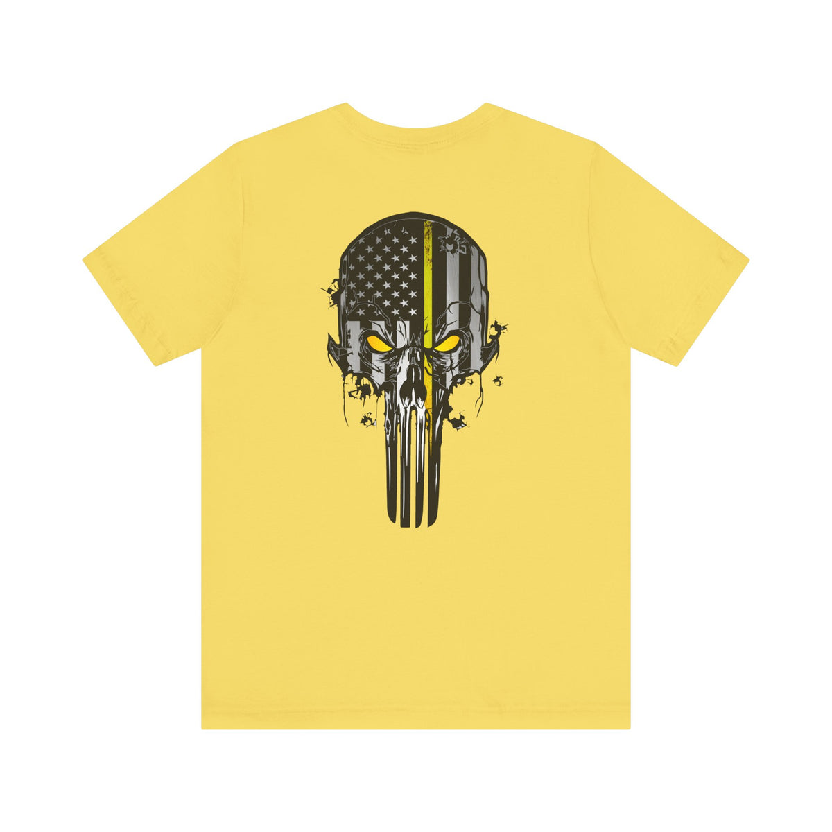 Thin Yellow Line American Flag Skull Tee