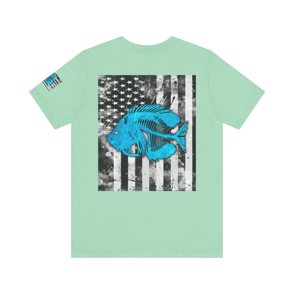 Blue Pearch Angler Grunge American Flag Tee, Patriotic USA Shirt, Vintage American Flag