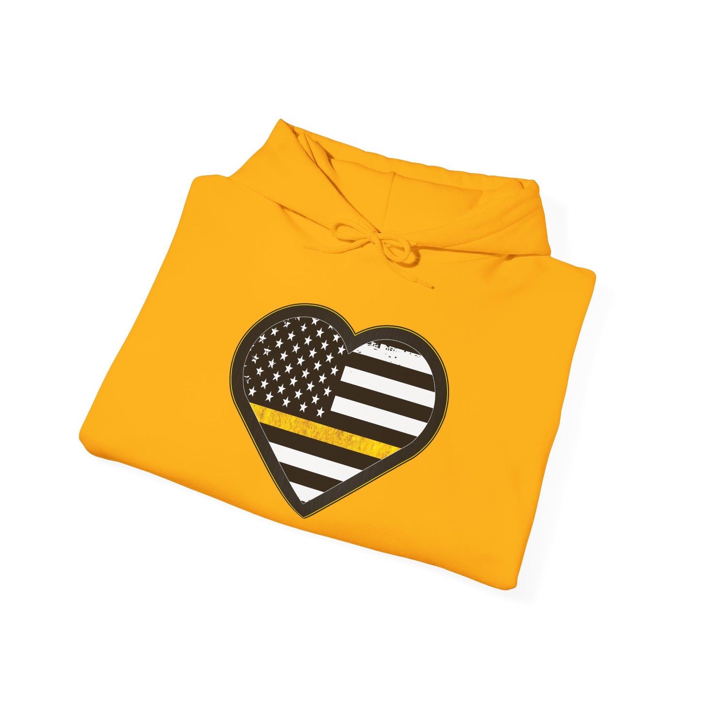 911 Dispatcher Thin Yellow Line American Flag Heart Hoodie, Dispatcher Hooded Sweatshirt, First Responder Gift, Patriotic