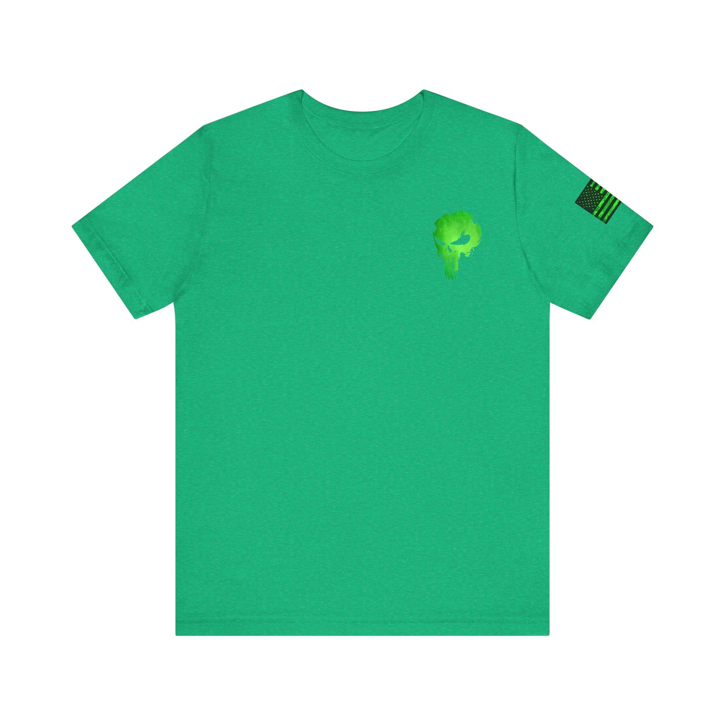 Green Punisher Skull with Hex Camo – Tactical Military Style Grunge Tee