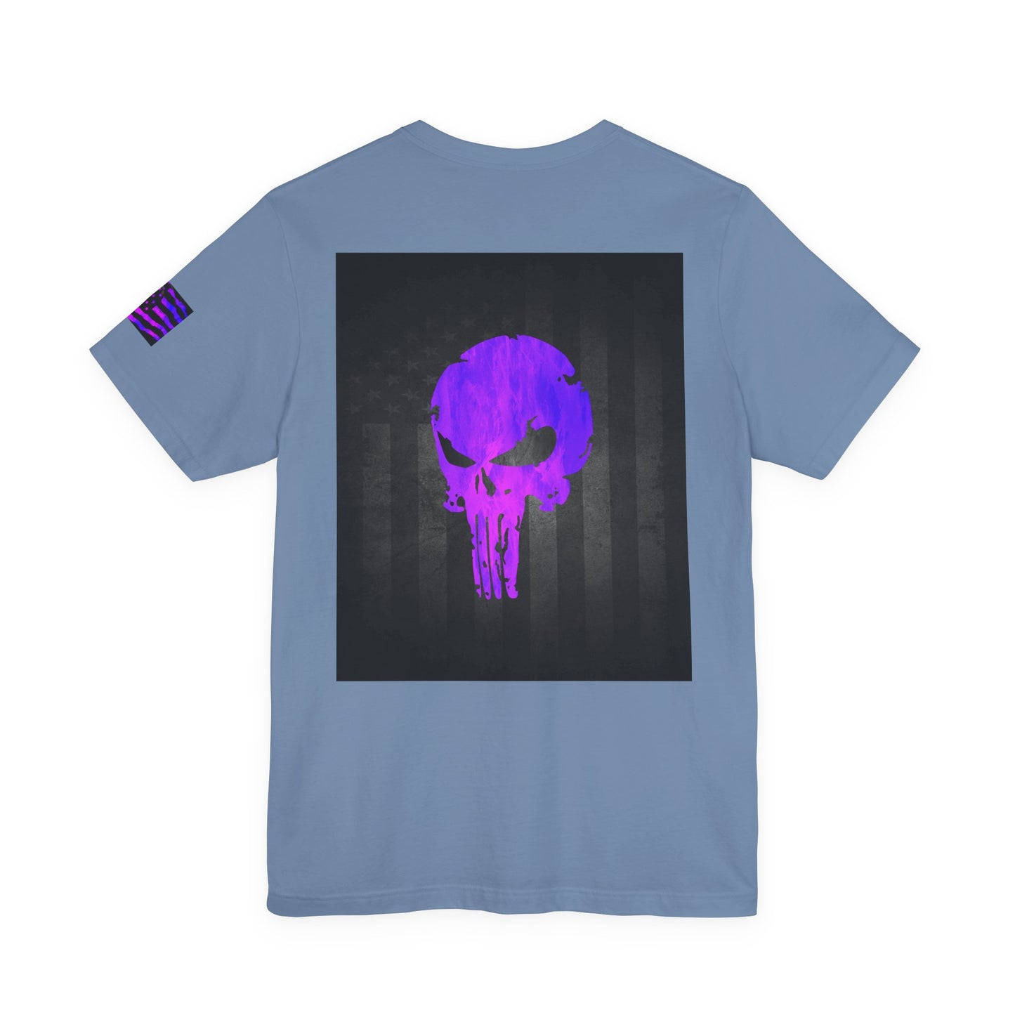 Purple Grunge Punisher Skull – Neon Grunge Vigilante Graphic for Shirts, Decals & Prints
