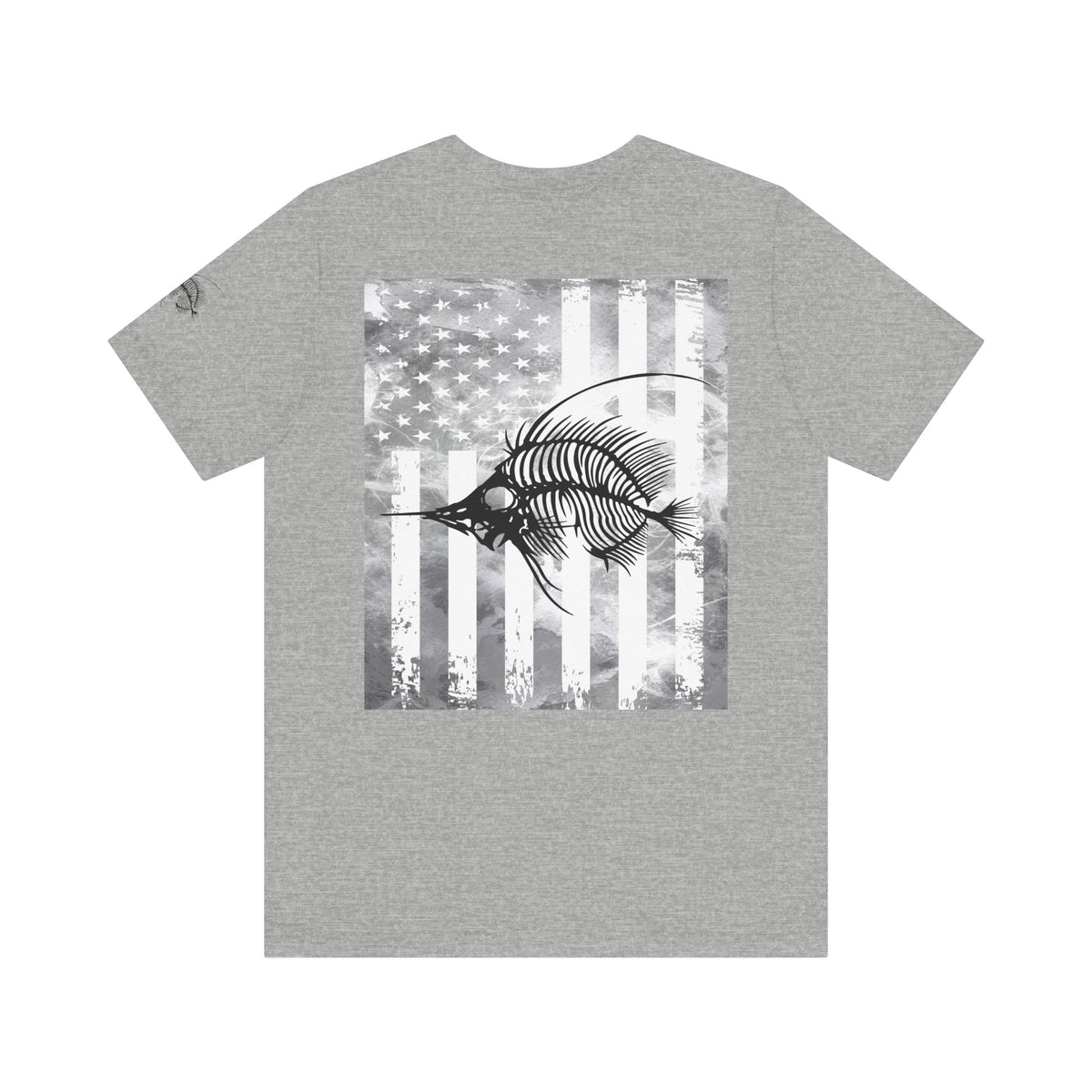 Fish Skeleton Grunge American Flag Tee, Patriotic USA Shirt, Vintage American Flag